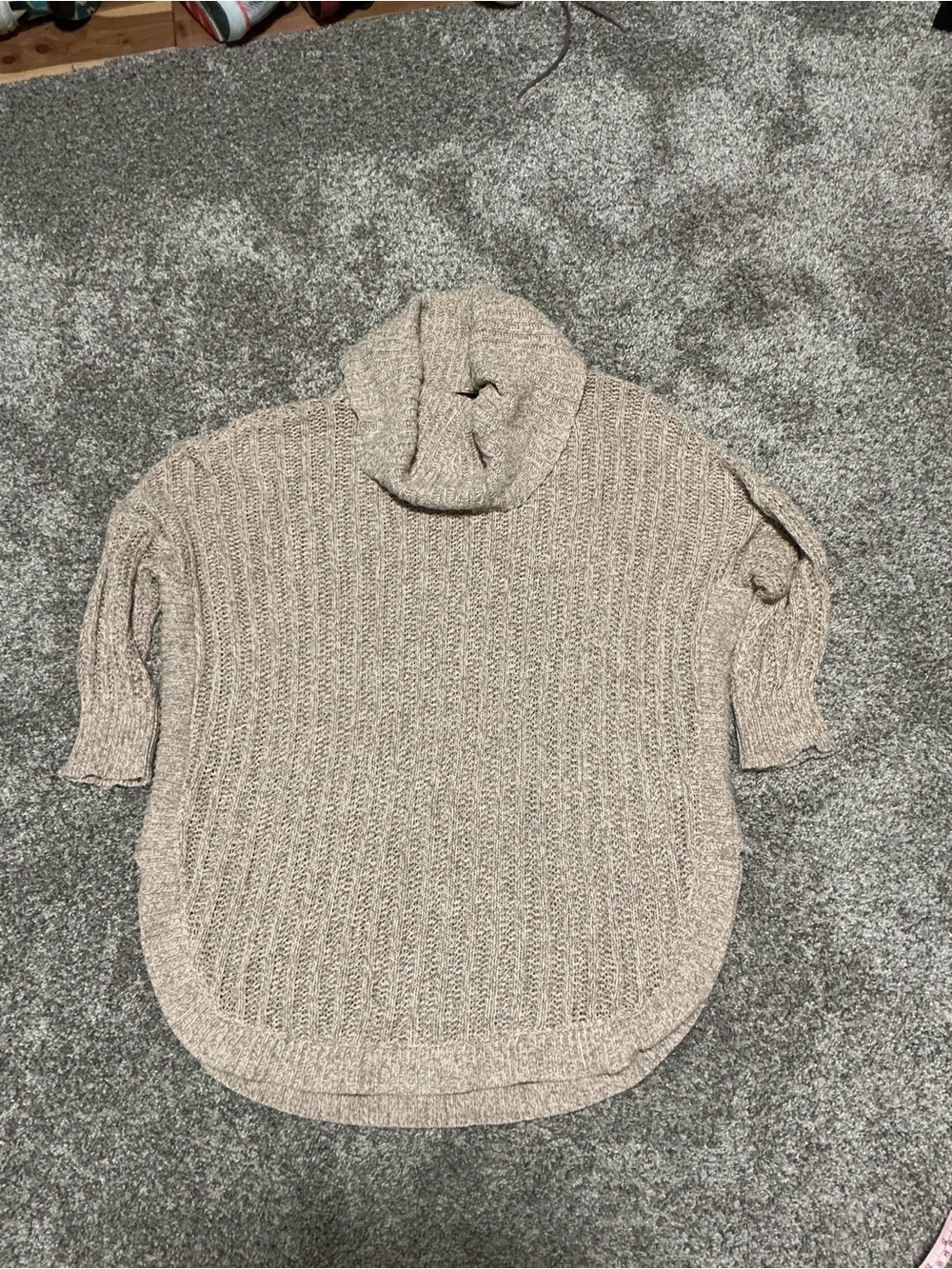 Express Beige Ribbed Cowl Neck Sweater